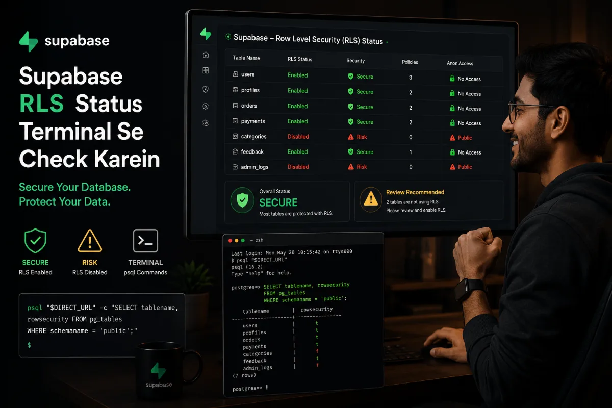 ЁЯЗоЁЯЗ│ Supabase рдореЗрдВ Row Level Security (RLS) рдХрд╛ Status Terminal рд╕реЗ рдХреИрд╕реЗ Check рдХрд░реЗрдВ? тАФ Complete Guide